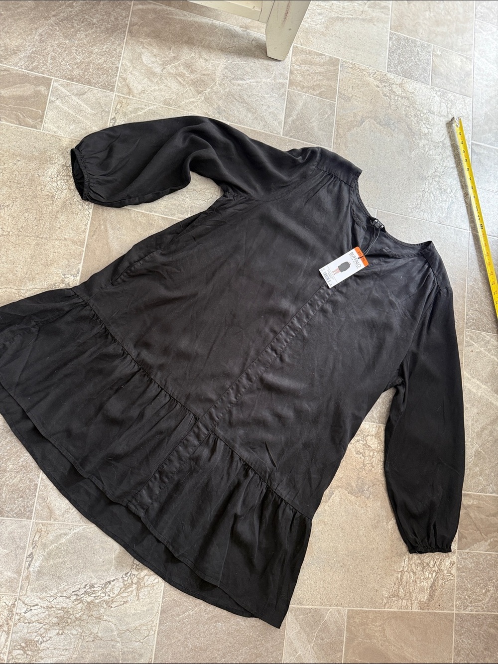 Buffalo David bitten Black Long Sleeve Ruffle Hem Tunic dress NWT XXL